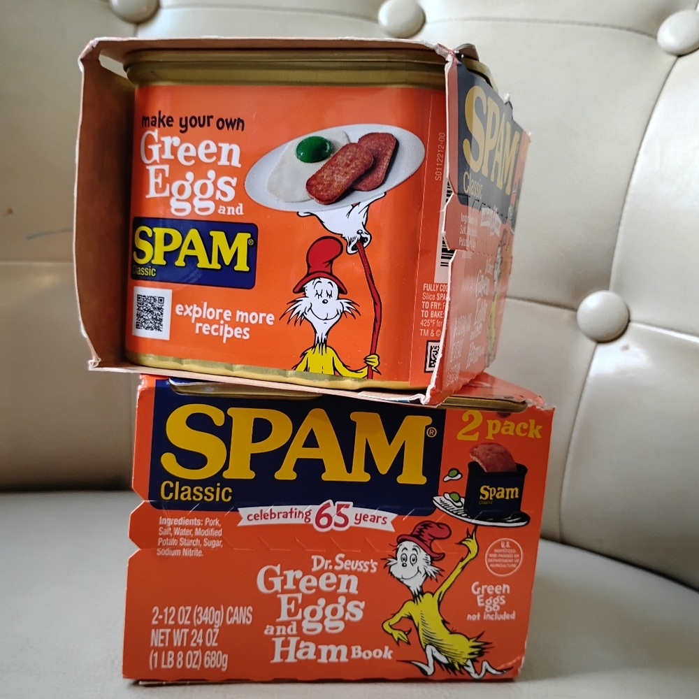 SPAM **4 Cans ** Dr. Seuss Green Eggs and Ham - 65th Anniversary Exclusive New